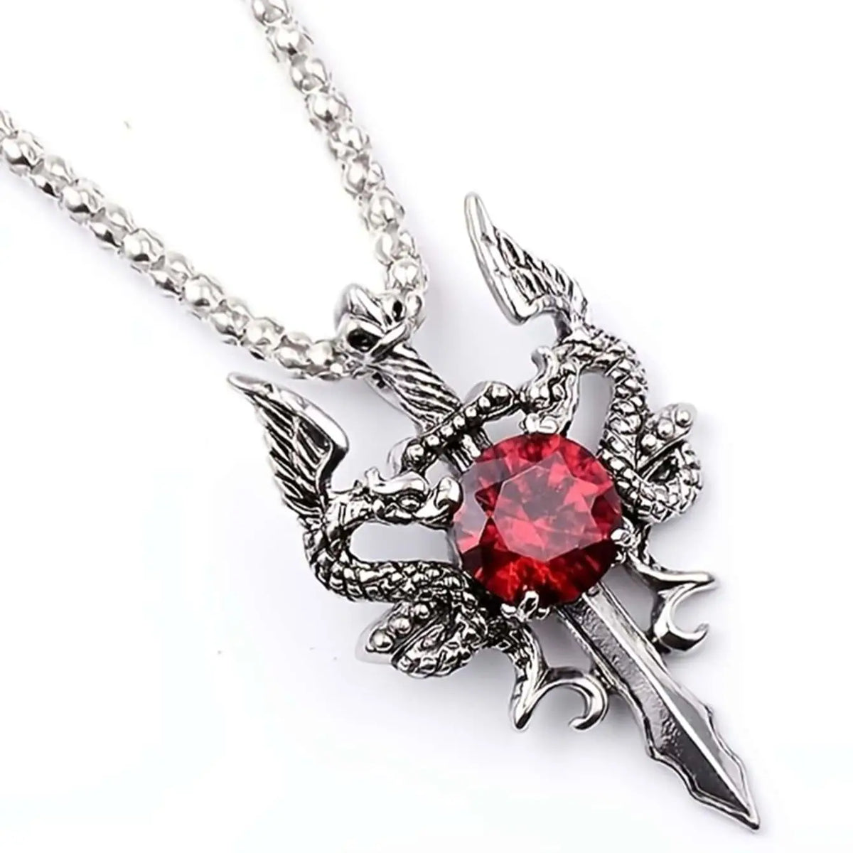 Men's Gothic Dragon Long Necklace – Retro Dominant Pendant & Water Diamonds