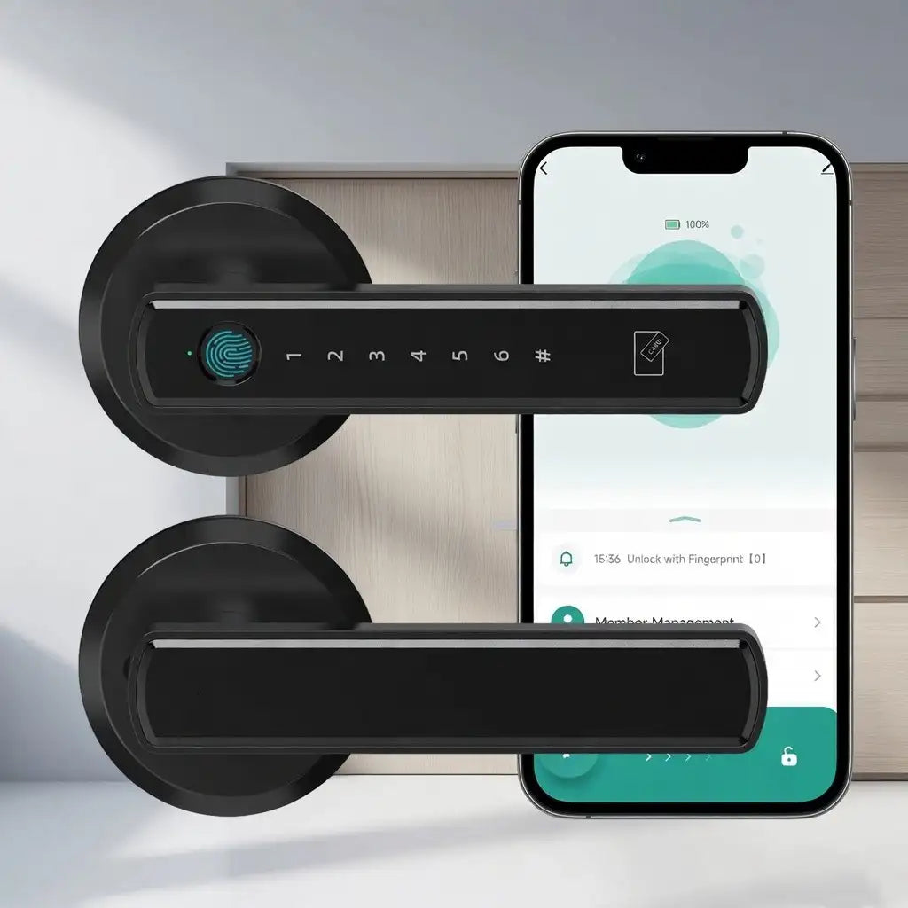 Smart Fingerprint Door Lock – Bluetooth Tuya App 6-in-1 Entry