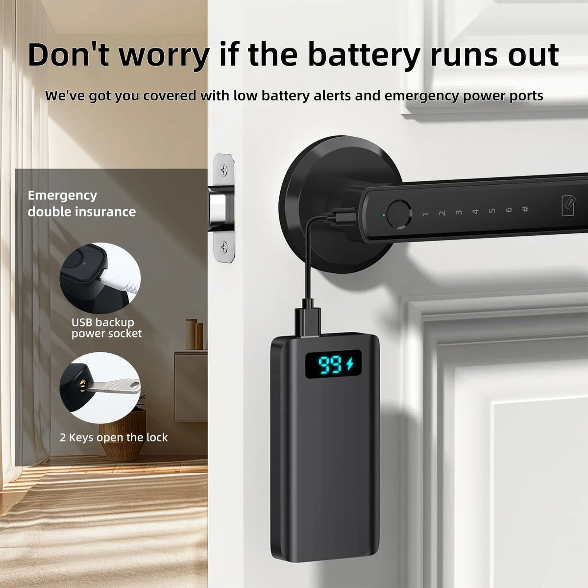 Smart Fingerprint Door Lock – Bluetooth Tuya App 6-in-1 Entry