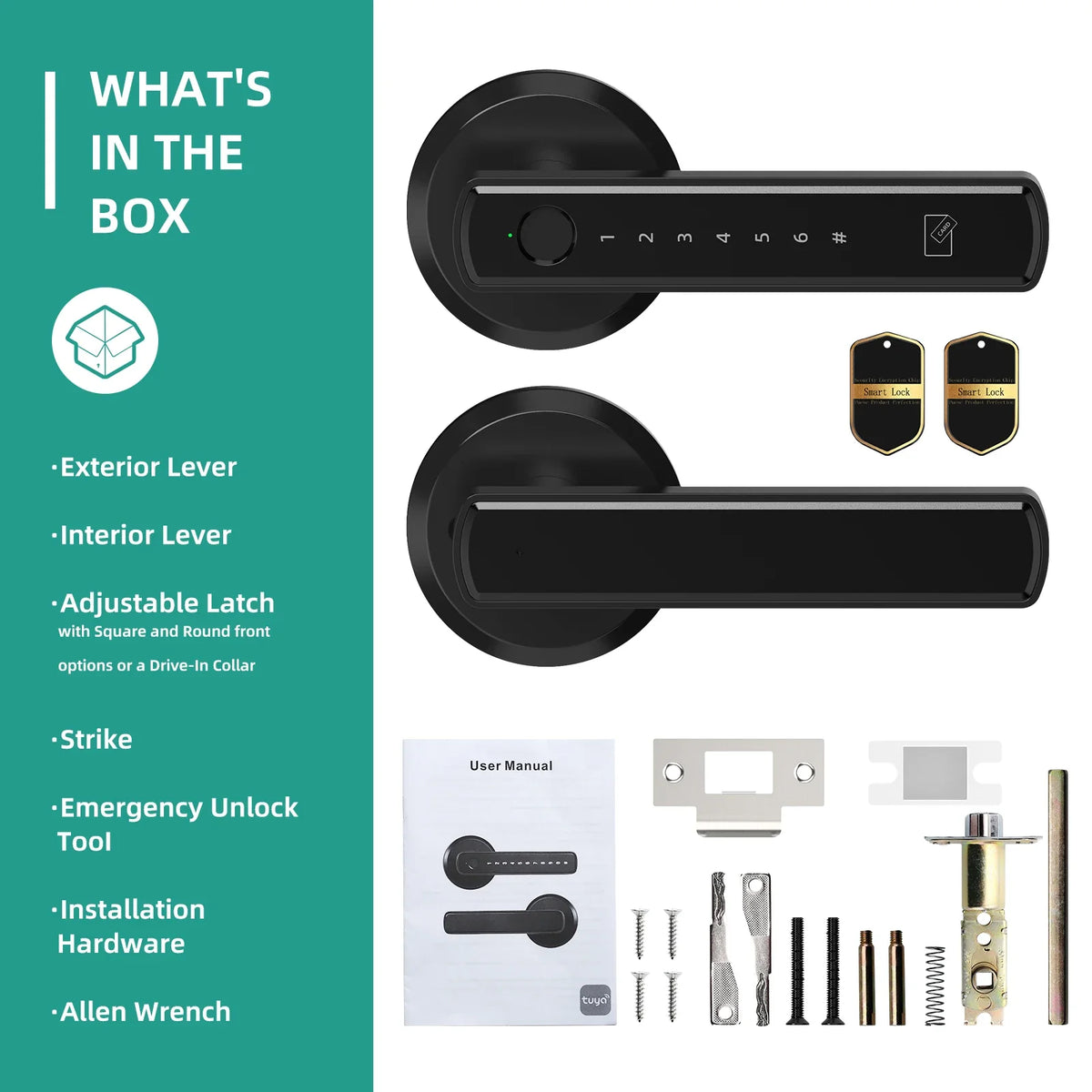 Smart Fingerprint Door Lock – Bluetooth Tuya App 6-in-1 Entry