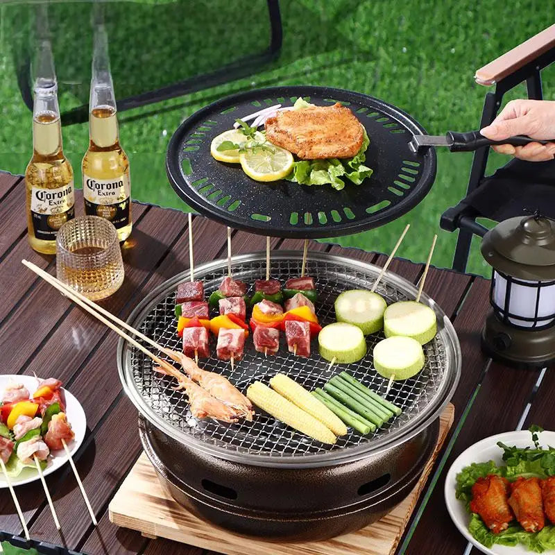 Smokeless Charcoal BBQ Grill – Stainless Steel Indoor Outdoor Stove