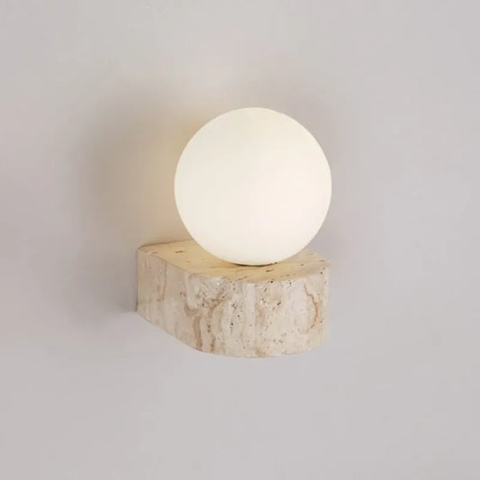 Wabi-Sabi Stone Wall Lamp – Minimalist Bedside Sconce