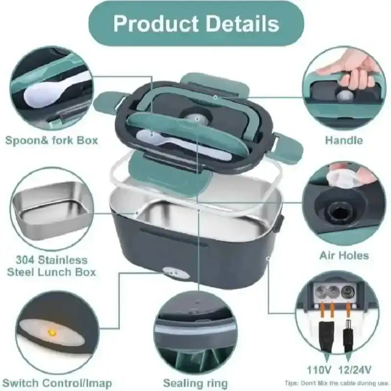 Electric Lunch Box 1.5L - Portable Food Heater, Car & Home Use