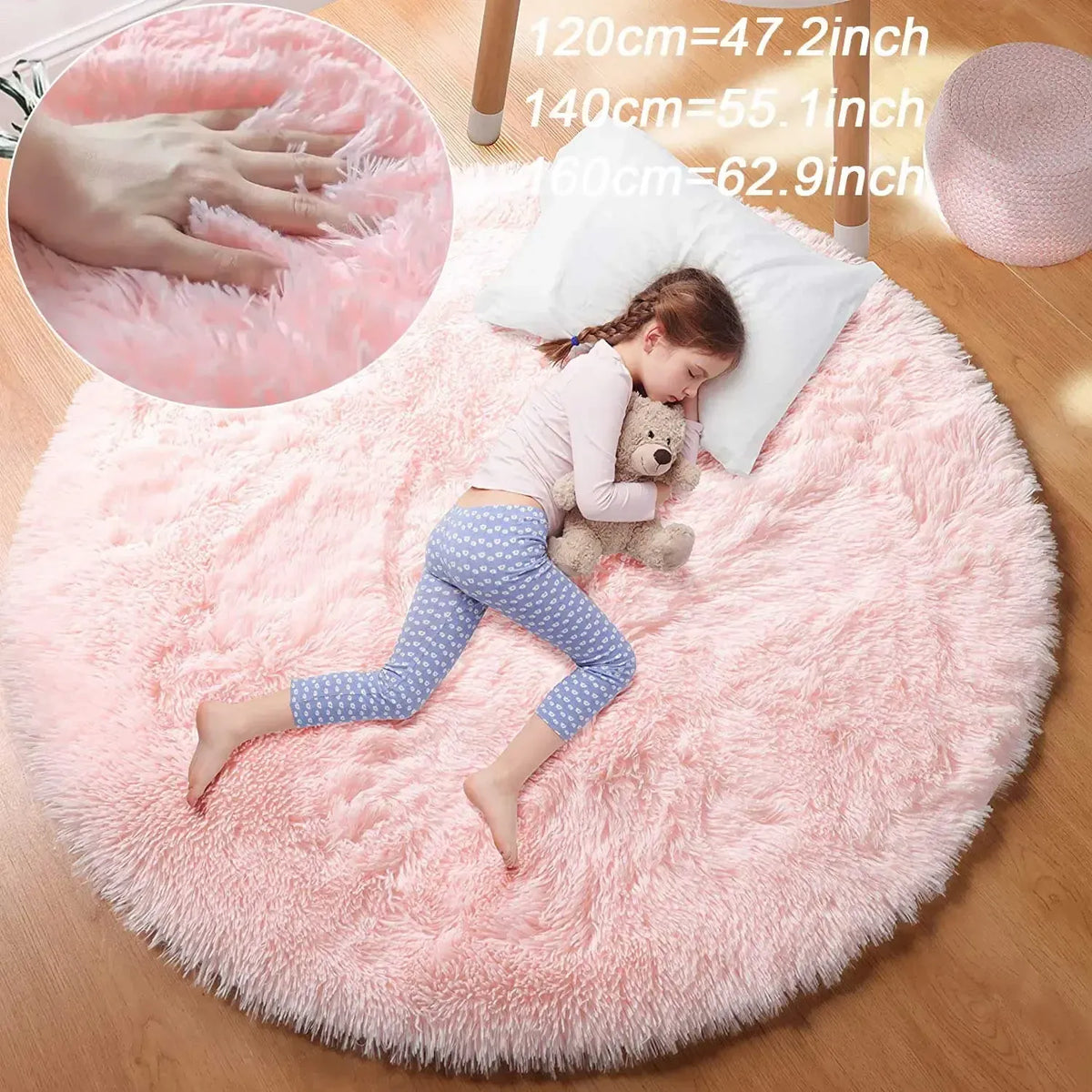 Super Soft Round Plush Rug – Fluffy Thick Pile Carpet for Living Room & Bedroom