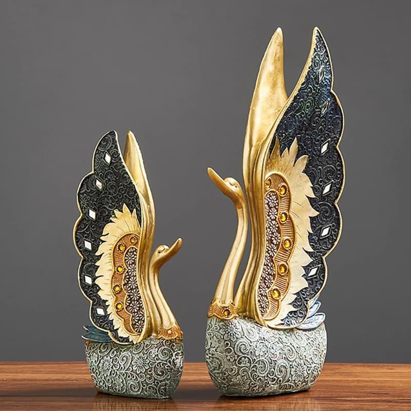 Elegant Swan Resin Sculpture Set – Luxury Couple Decor