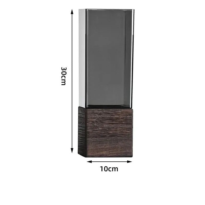 Nordic Acrylic Vase with Wooden Base – Tabletop Decor