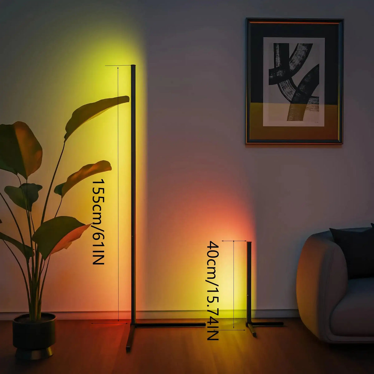 Smart Corner Floor Lamp - LED Light with App & Remote Control