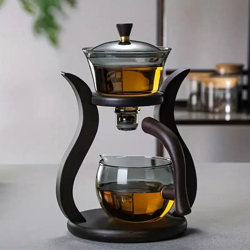 Semi-Automatic Glass Tea Set - Magnetic Drip Infuser, Teapot & Teacup Set