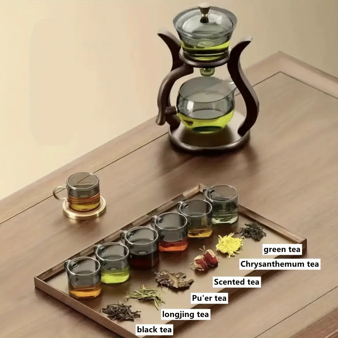 Semi-Automatic Glass Tea Set - Magnetic Drip Infuser, Teapot & Teacup Set