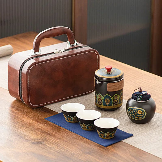 Portable Travel Tea Set with Carrying Case