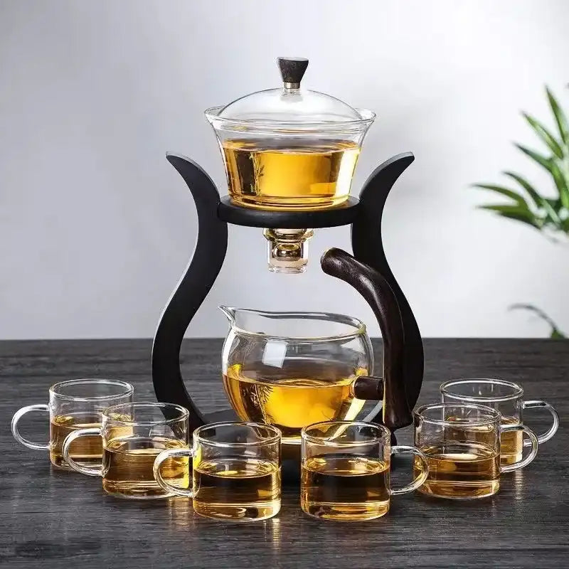 Semi-Automatic Glass Tea Set - Magnetic Drip Infuser, Teapot & Teacup Set