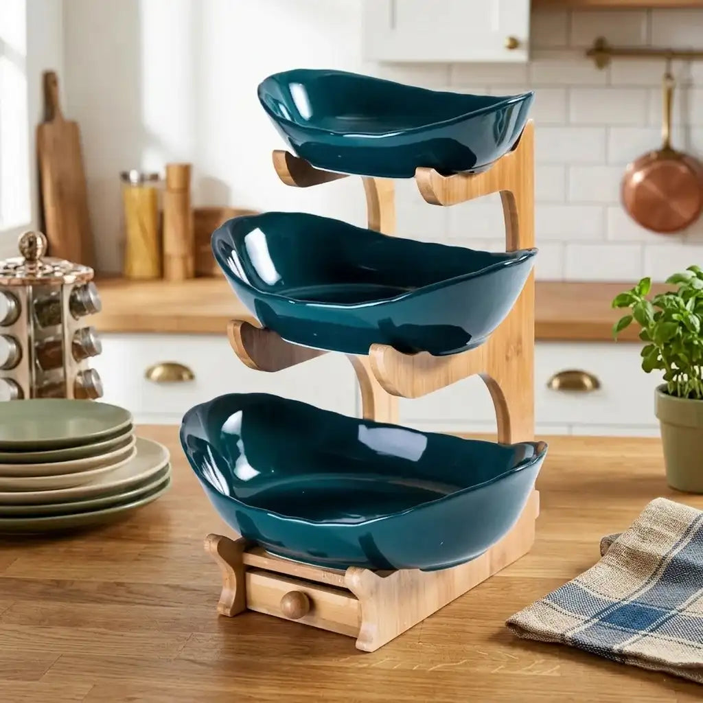 Creative Modern 3-Tier Salad Bowl & Fruit Plate Set