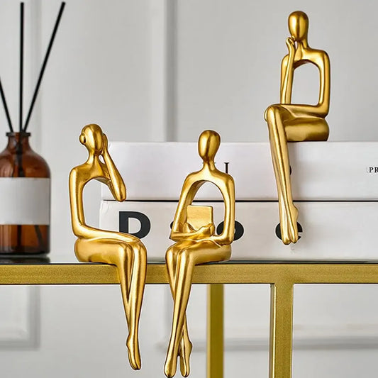 Nordic Thinker Figurine – Minimalist Shelf-Sitting Sculpture