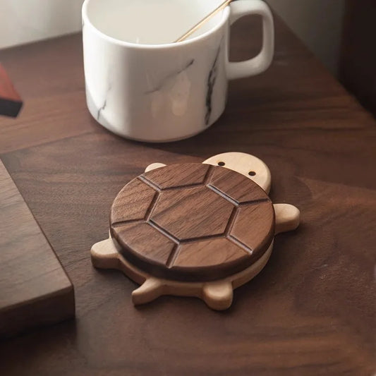 Black Walnut Turtle Insulation Mat – Anti-Scald Tea Coaster & Decor