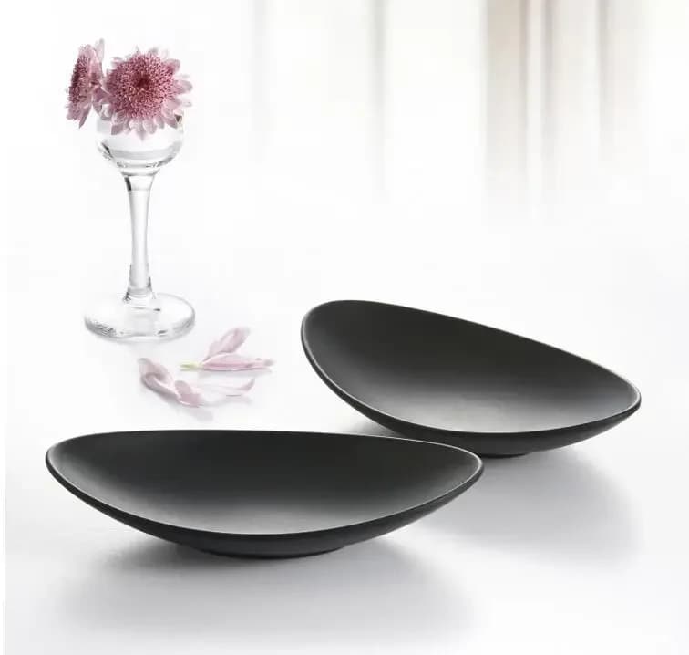 Oval Black Ceramic Jewelry Tray & Key Organizer