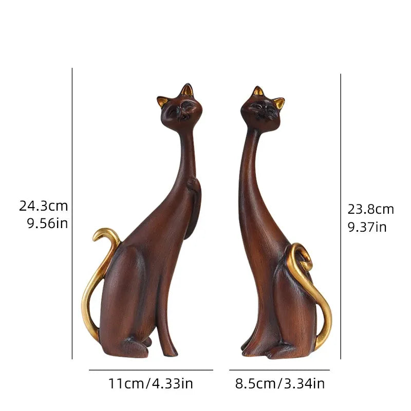 Nordic Cat Sculpture Set – Abstract Oil Paint Resin Figurines