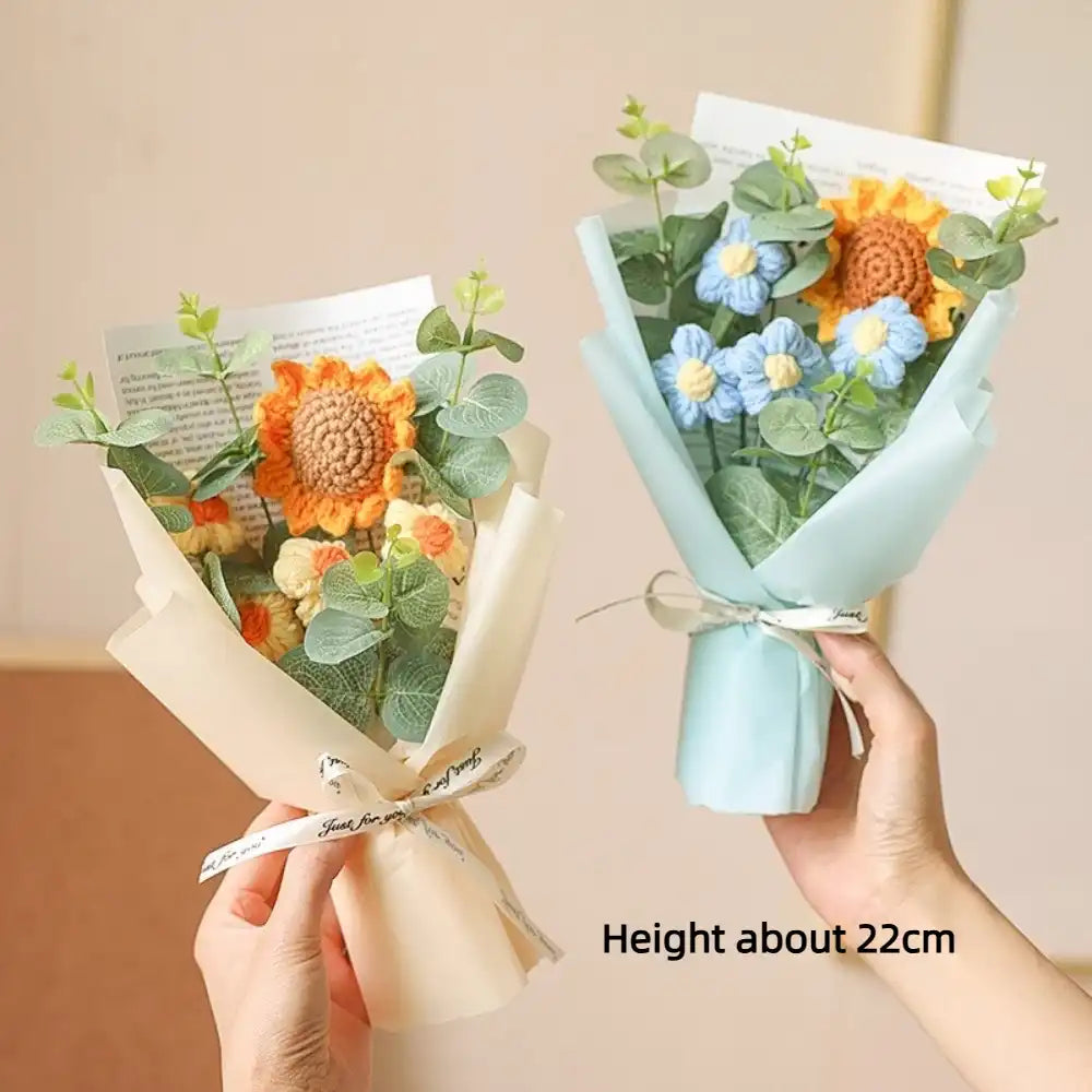 Handmade Crochet Sunflower & Daisy Bouquet - Everlasting Floral Gift