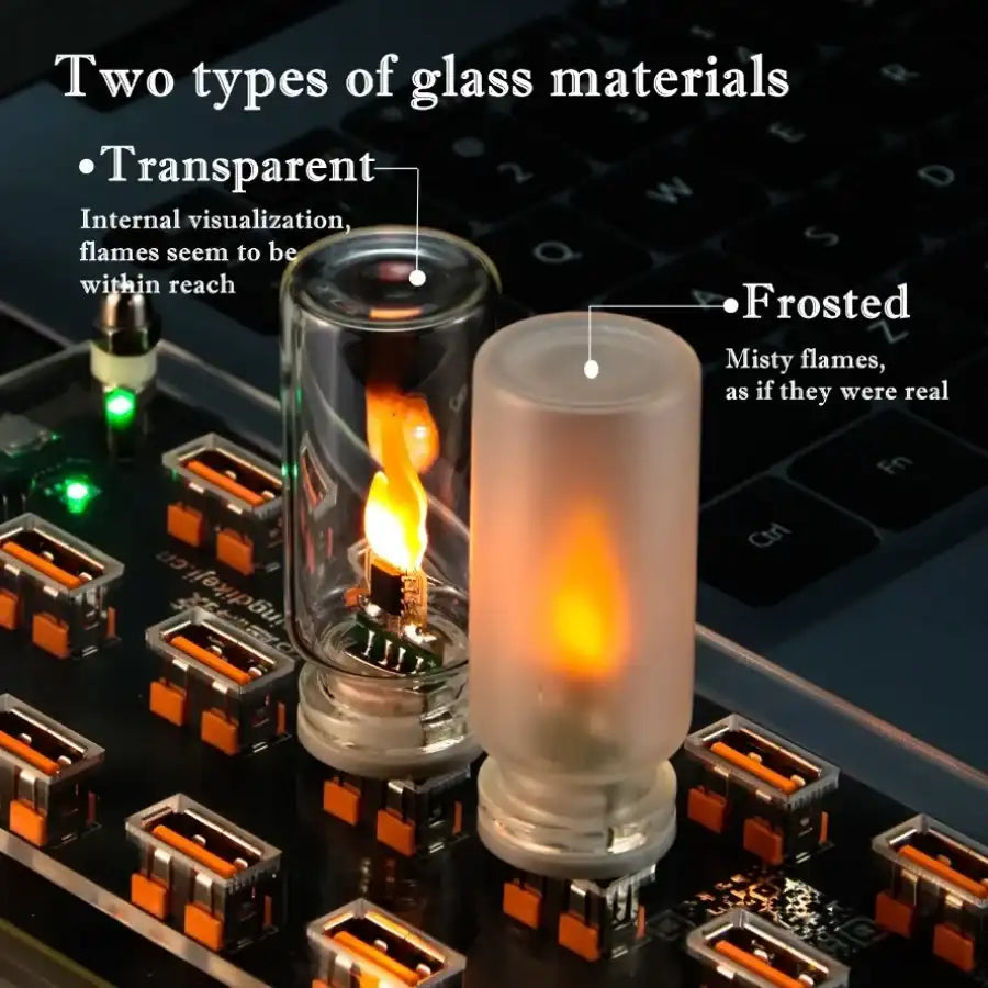 USB Flame LED Glass Candle light - Simulated Flickering Night Light
