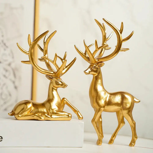 Luxury Elk Ornaments Set - Resin Deer Figurines