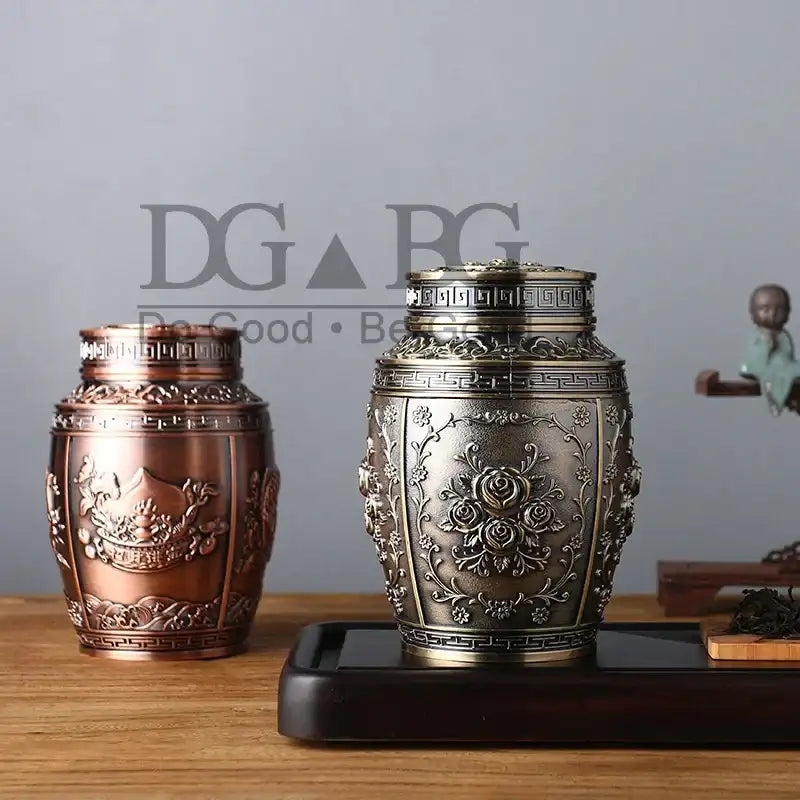 Embossed Rose Design Metal Cremation Urn