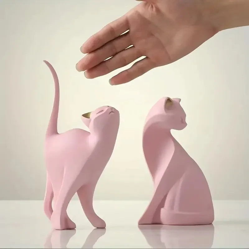 Nordic Couple Cat Sculpture – Resin Love Cat Home Decor