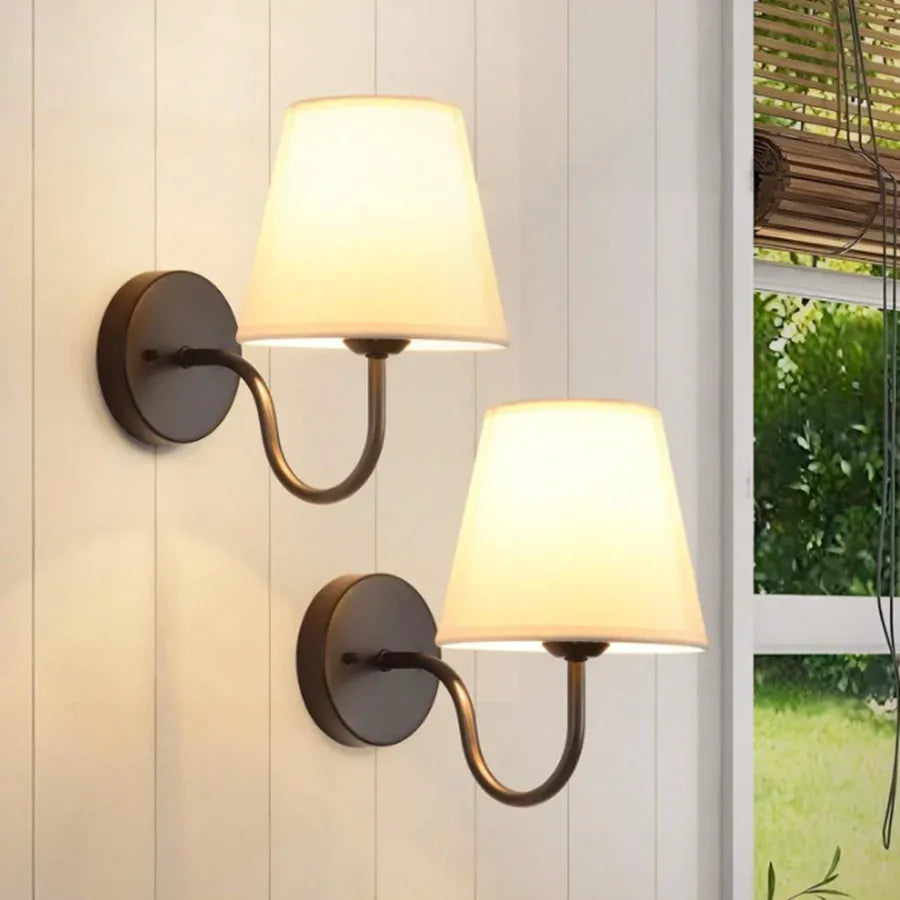 Modern Fabric Wall Sconce – Retro Bedside Wall Lamp