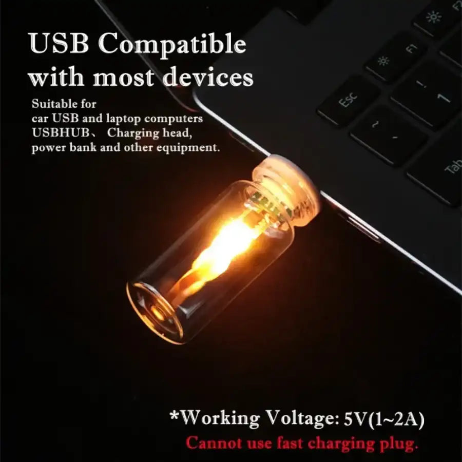 USB Flame LED Glass Candle light - Simulated Flickering Night Light