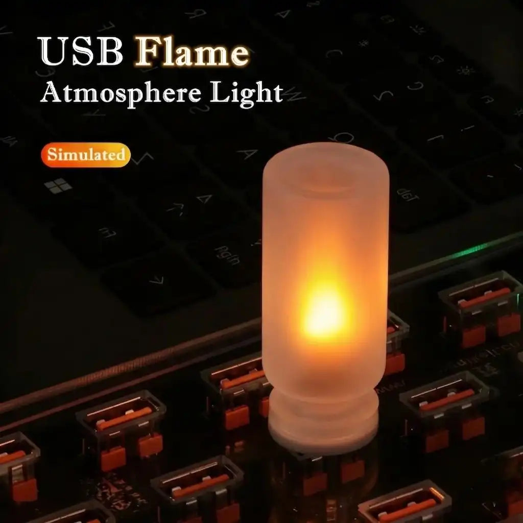 USB Flame LED Glass Candle light - Simulated Flickering Night Light