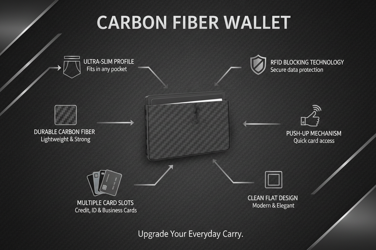 Ultra-Slim Carbon Fiber Card Holder – RFID Blocking