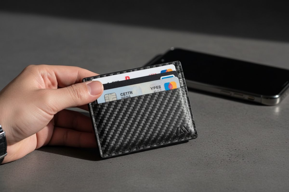 Ultra-Slim Carbon Fiber Card Holder – RFID Blocking
