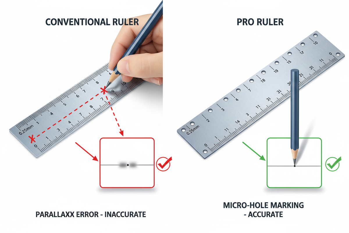 Ultra Precision Marking Ruler – 0.25mm, 4 Sizes, No Parallax