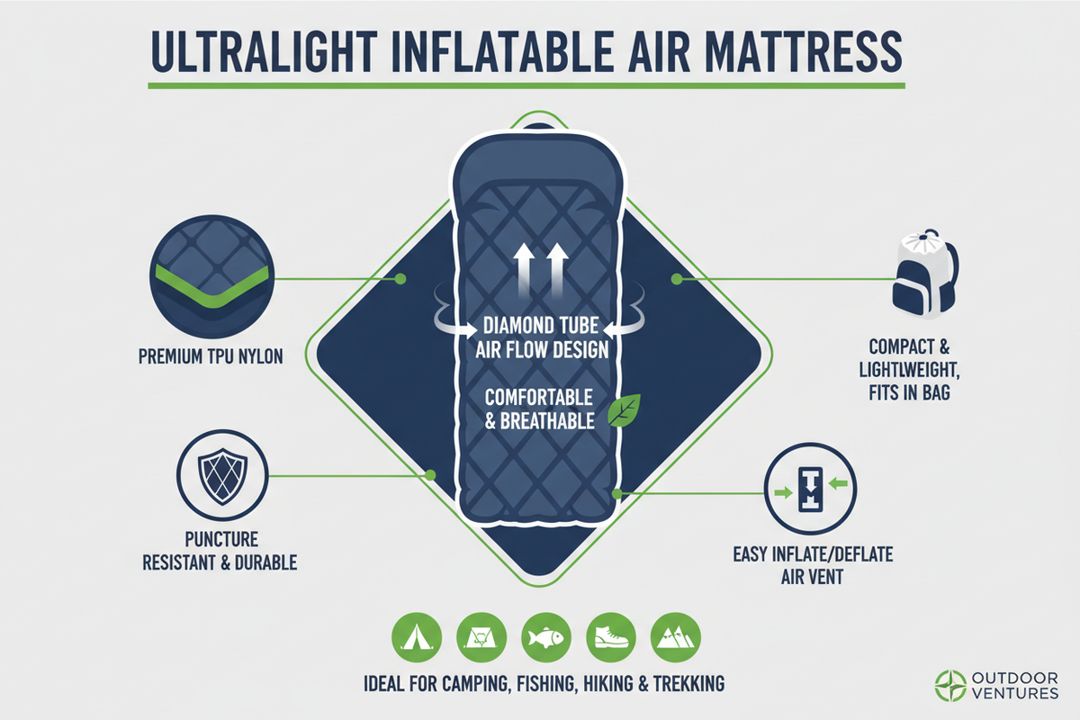 Ultralight Inflatable Air Mattress – TPU, Camping, 2 Colors