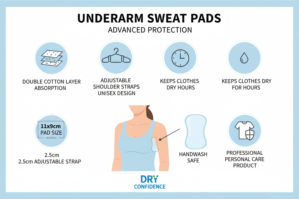 Underarm Sweat Stopper Pads – Unisex, Adjustable, 2-Layer