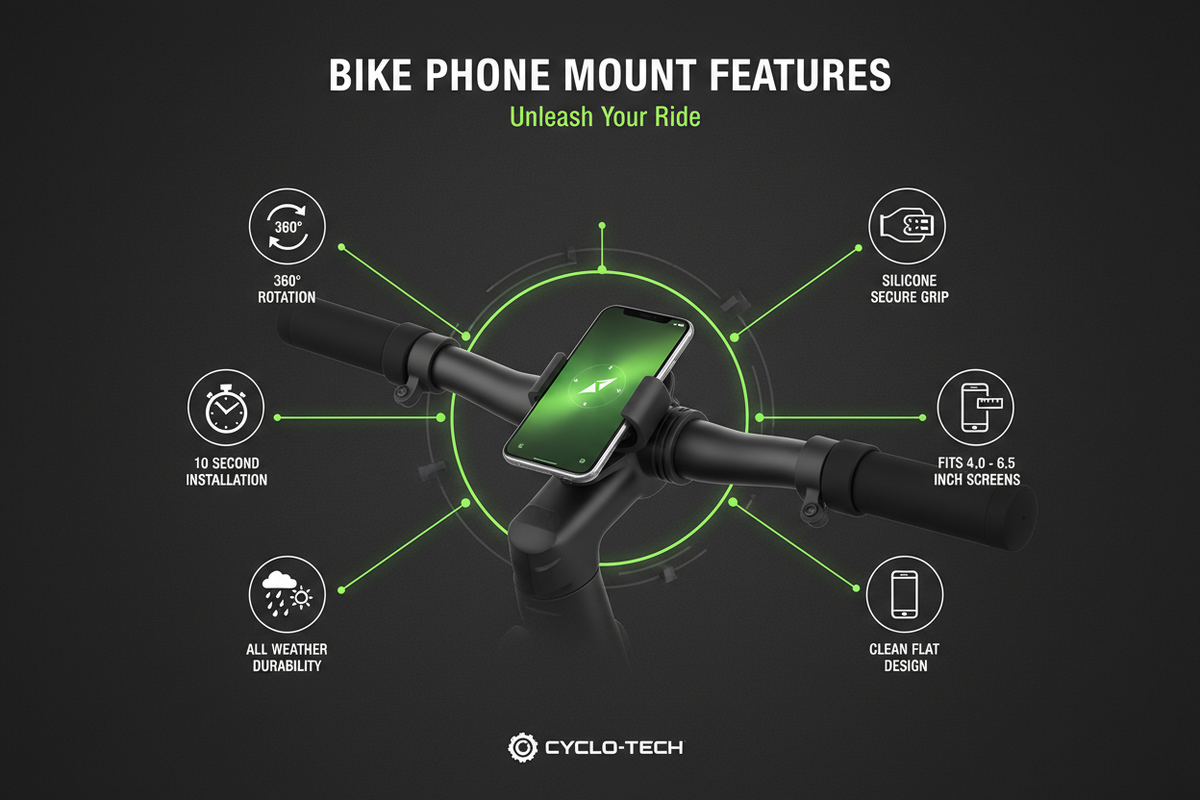 Universal 360° Bike Phone Mount – Silicone, All Handlebars