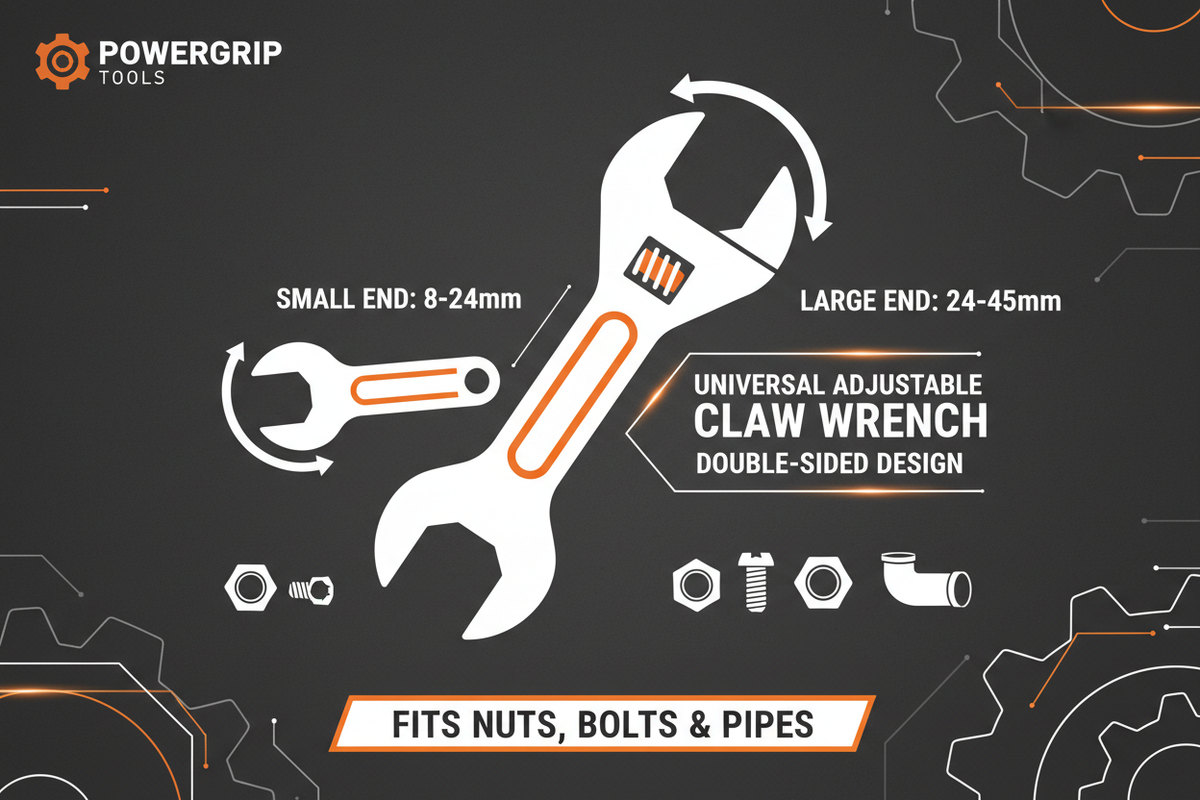 Universal Adjustable Claw Wrench – Double-Sided, 8–45mm