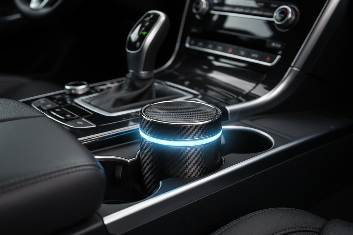 Universal Car Spark Tray – Carbon Fiber, LED, Smokeless