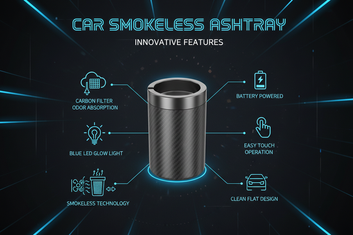 Universal Car Spark Tray – Carbon Fiber, LED, Smokeless