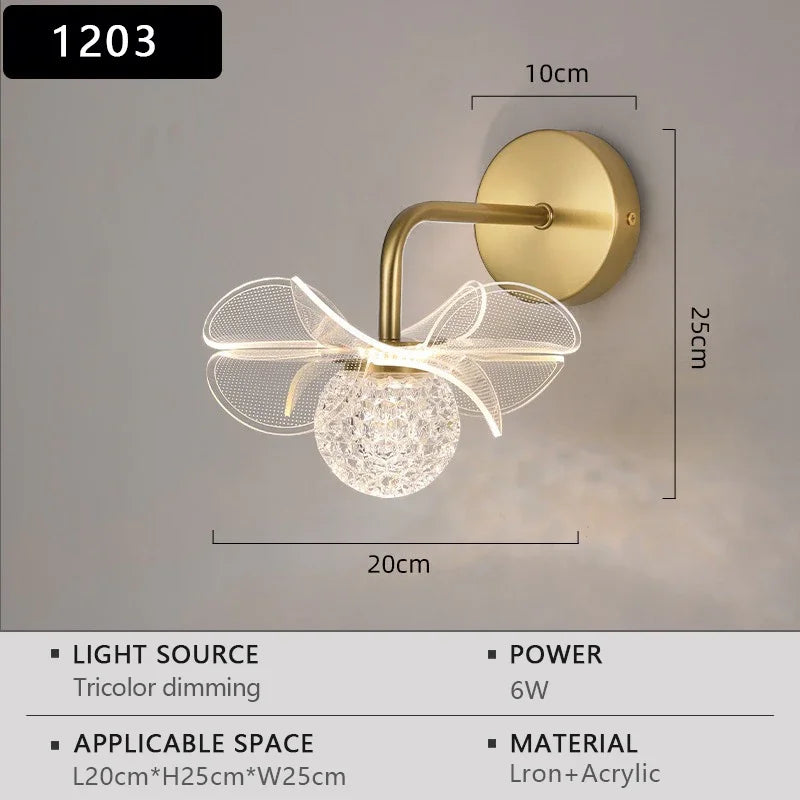 Nordic Floral LED Wall Light – Modern Luxury Iron Sconce