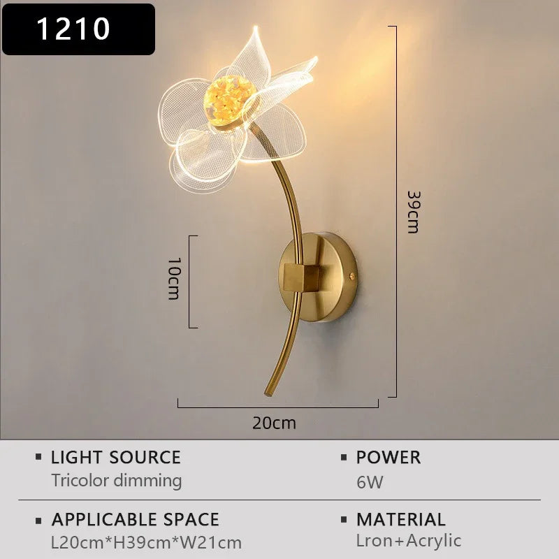 Nordic Floral LED Wall Light – Modern Luxury Iron Sconce