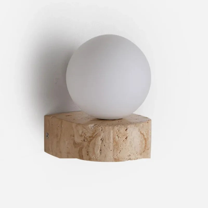 Wabi-Sabi Stone Wall Lamp – Minimalist Bedside Sconce