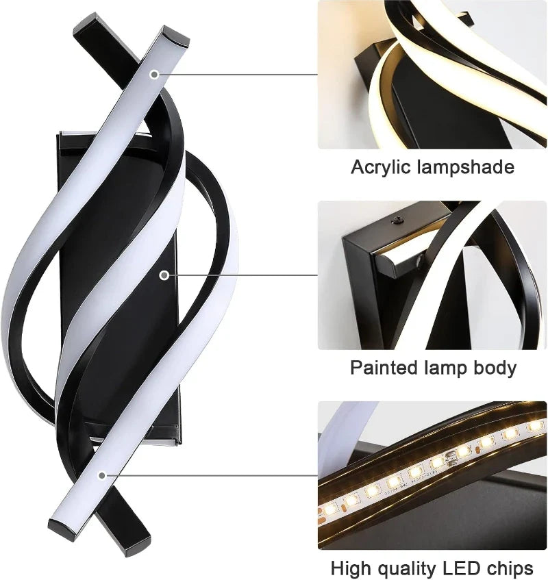 Modern Spiral LED Wall Lamp – Curved Minimalist Indoor Sconce