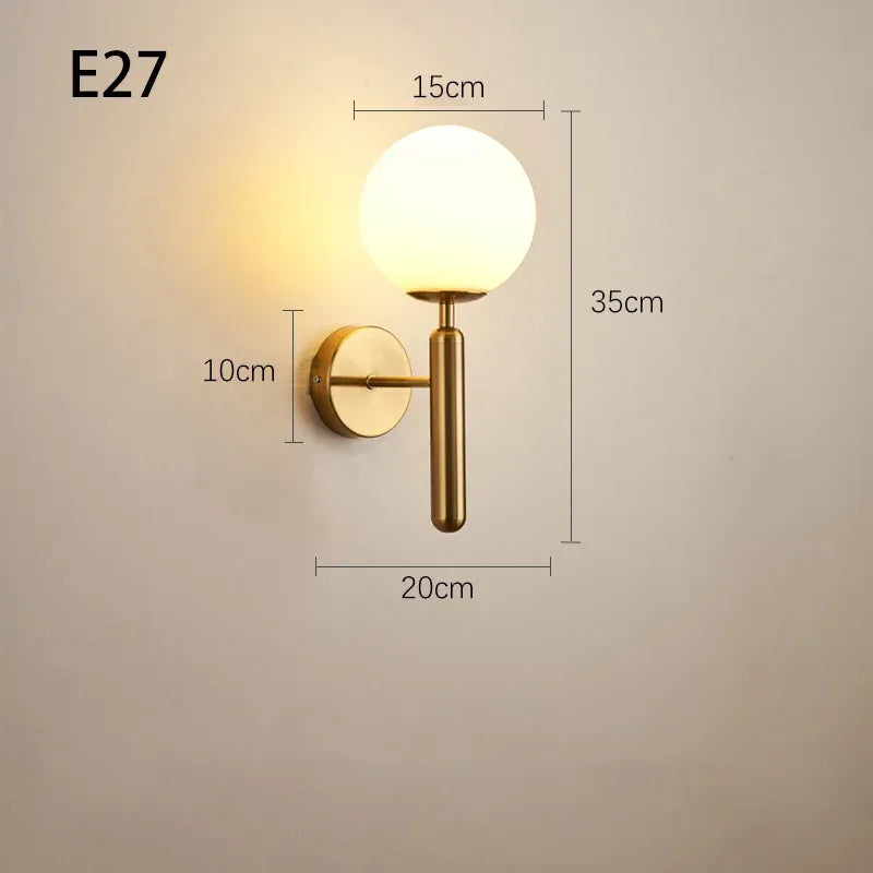 Modern Brass Globe Wall Lamp – Minimalist Wall Sconce
