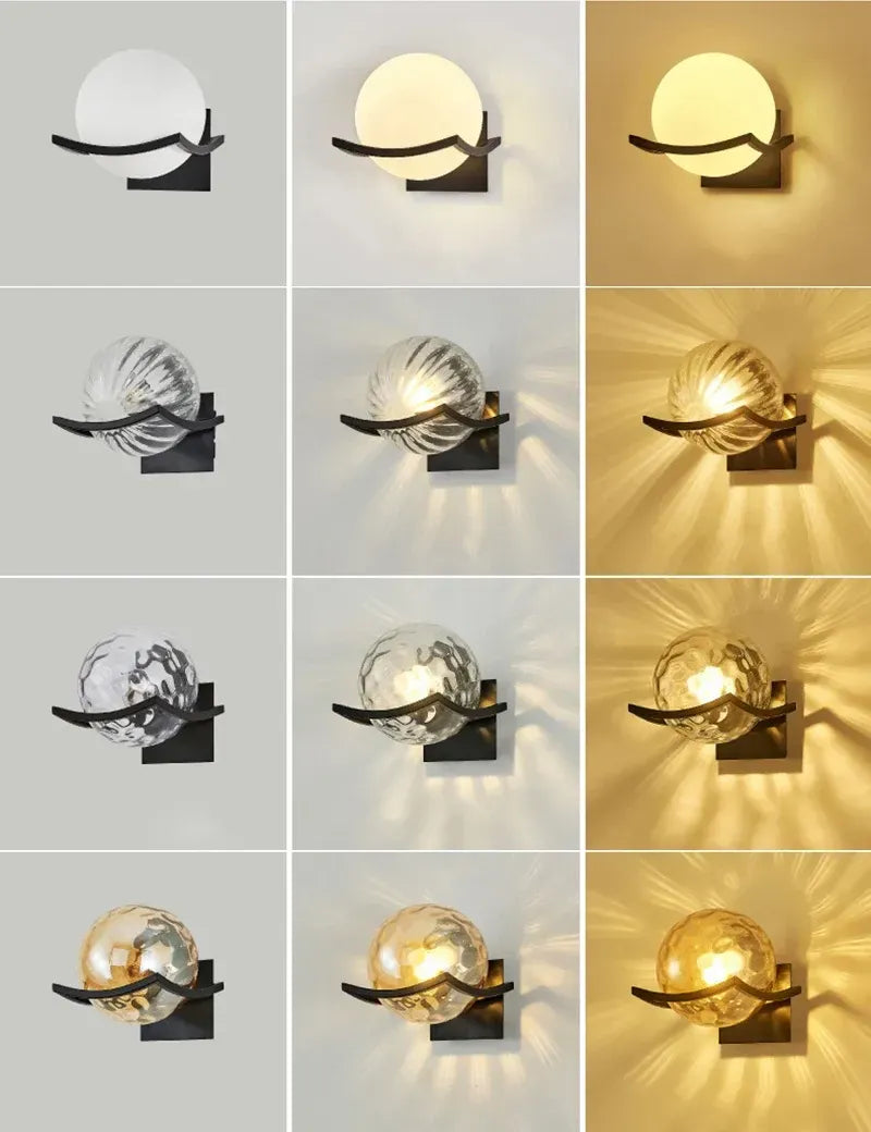 Post-Modern Moon LED Wall Lamp – Glass Globe Sconce