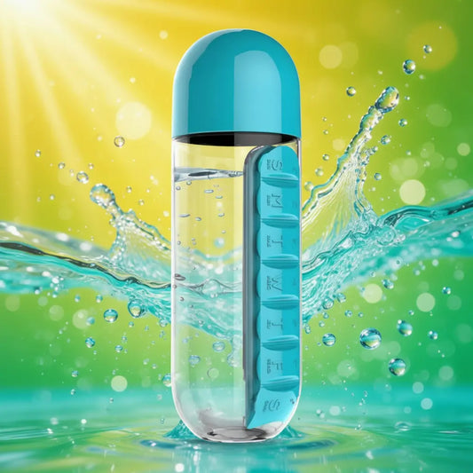 Water Bottle with Daily Pill Organizer