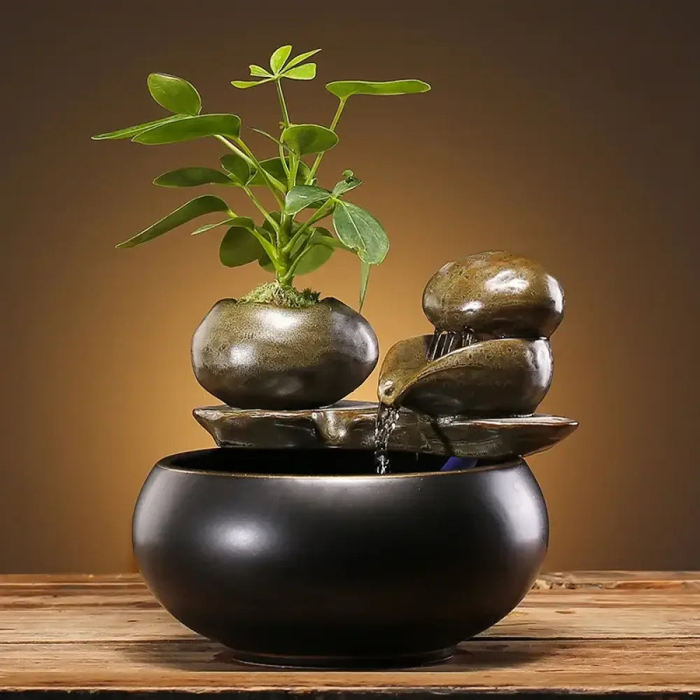Ceramic Zen Cat Water Fountain Silent Desktop Waterfall Pet Drinker Lead-Free
