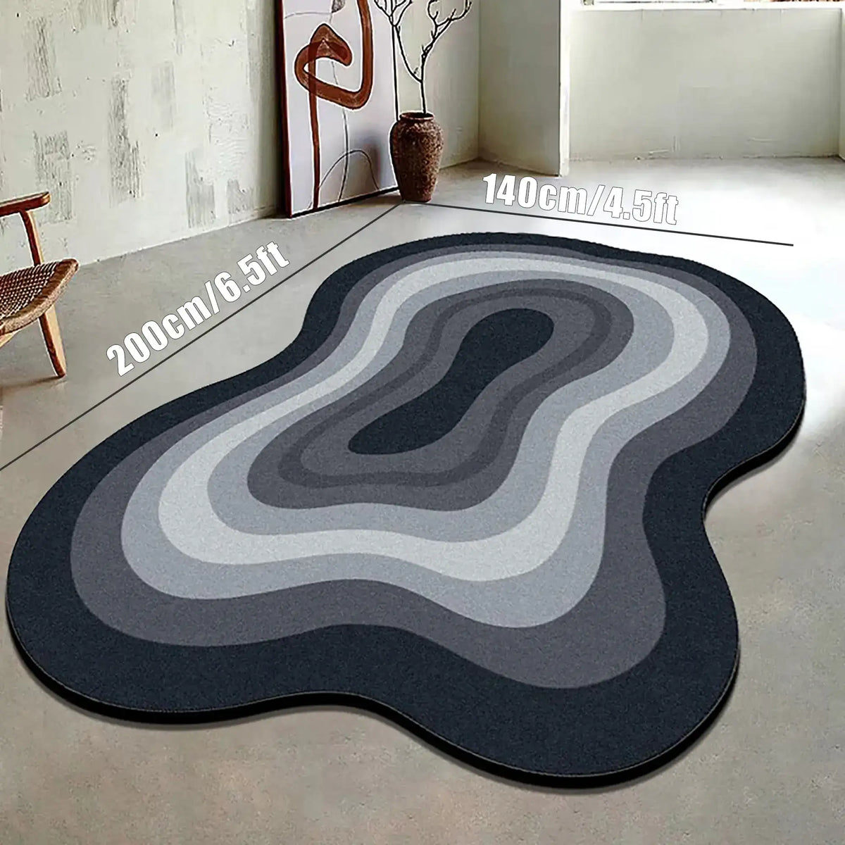 Irregular Art Non-Slip Memory Foam Rug for Living Room & Bedroom
