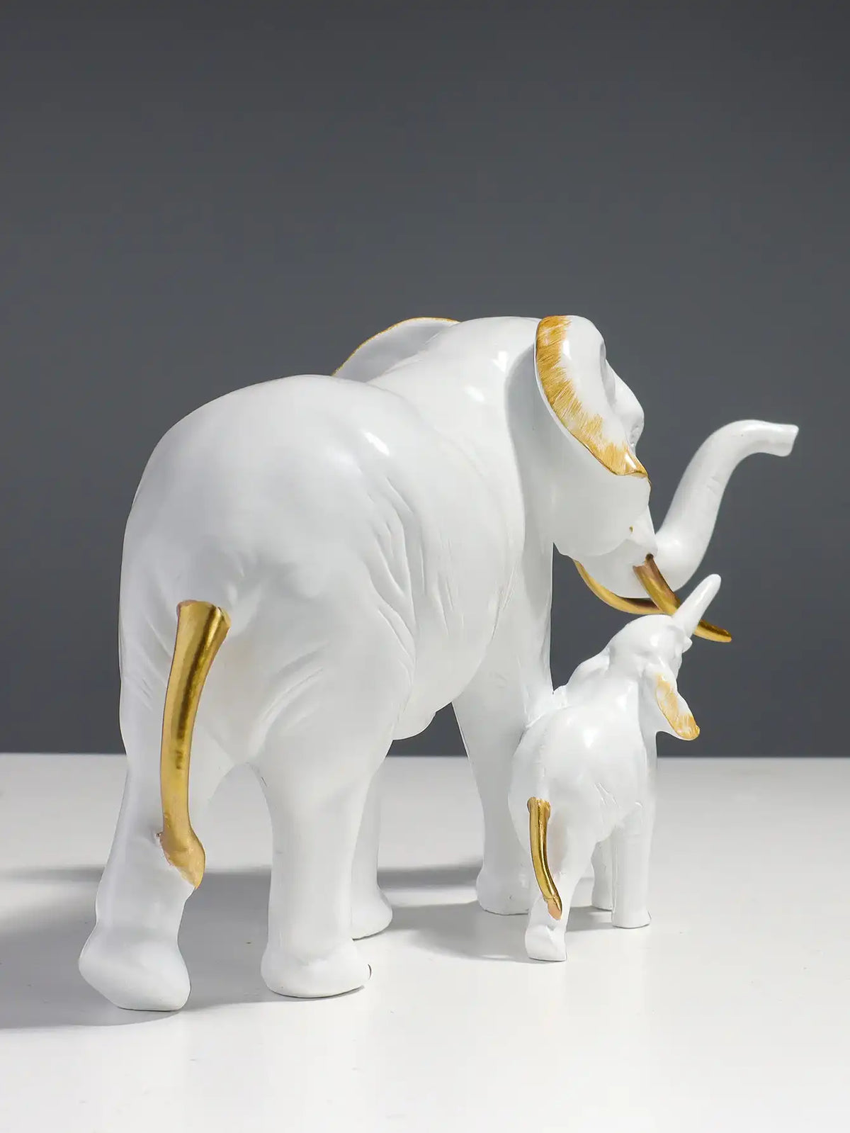 Mother and Child Elephant Resin Sculpture