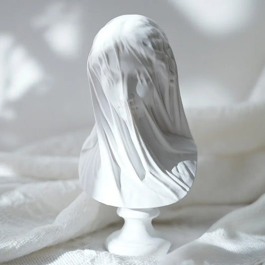 Veiled Lady Bust Sculpture – Classical Roman Resin Statue