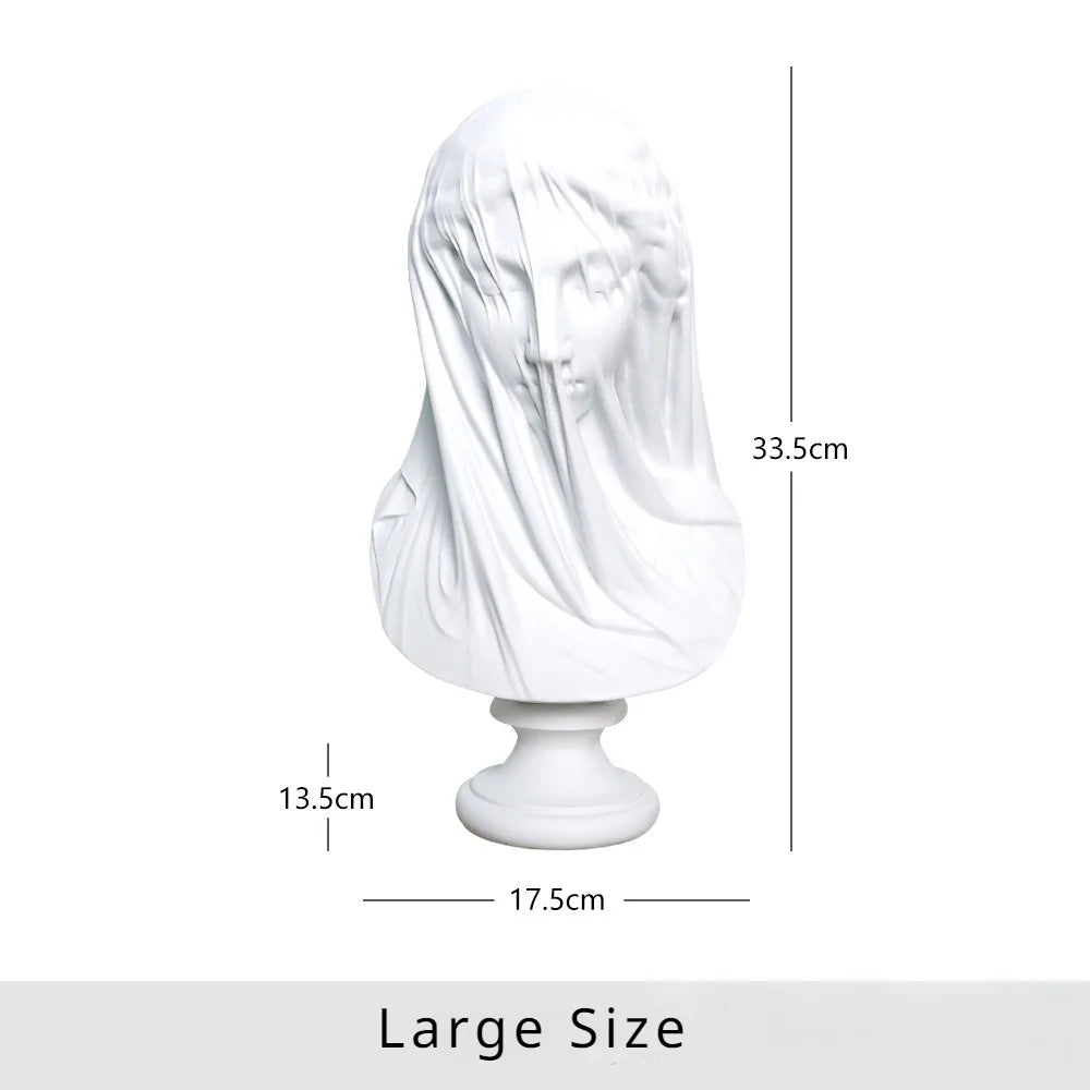 Veiled Lady Bust Sculpture – Classical Roman Resin Statue