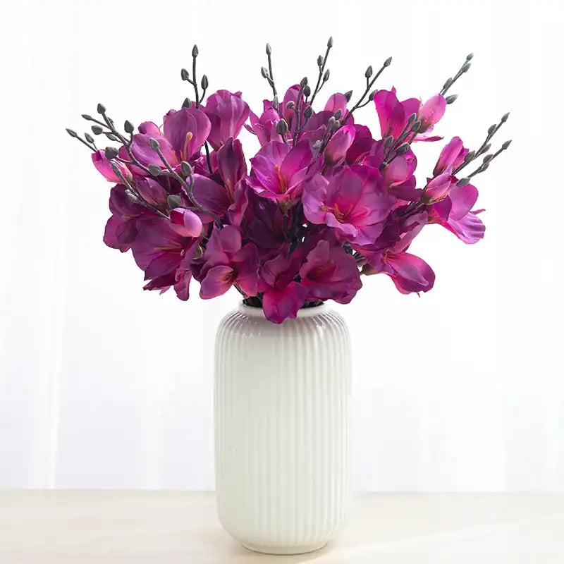 Silk Magnolia Artificial Flowers - 5 Forks 20 Heads Vase Floral Decor